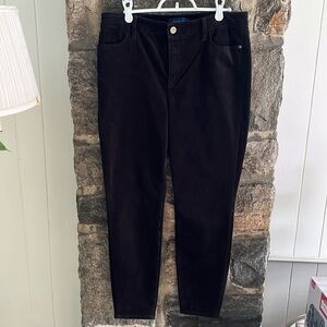 SIZE 10P TALBOTS BLACK CORDUROY HIGH WAIST JEGGINGS ANKLE. FRONT & BACK POCKETS